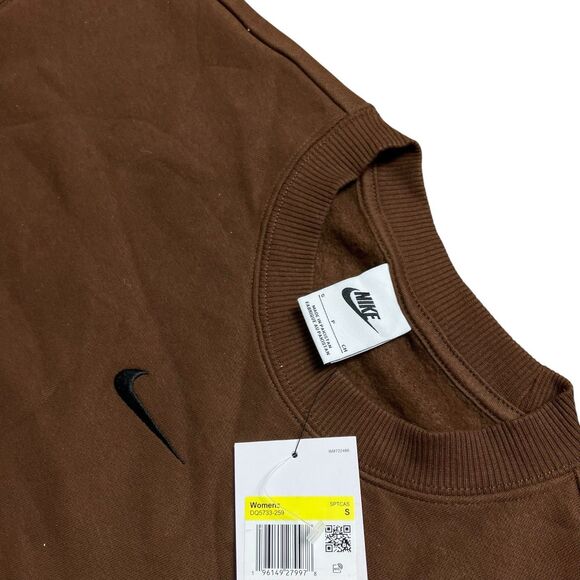 Nike Center Swoosh Chocolate Brown S Sweatshirt Relaxed Sporty Streetwear - Picture 3 of 8